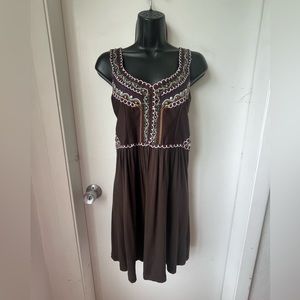 Laurie & Joe Paris Brown Sleeveless Studded embroidered Dress Small